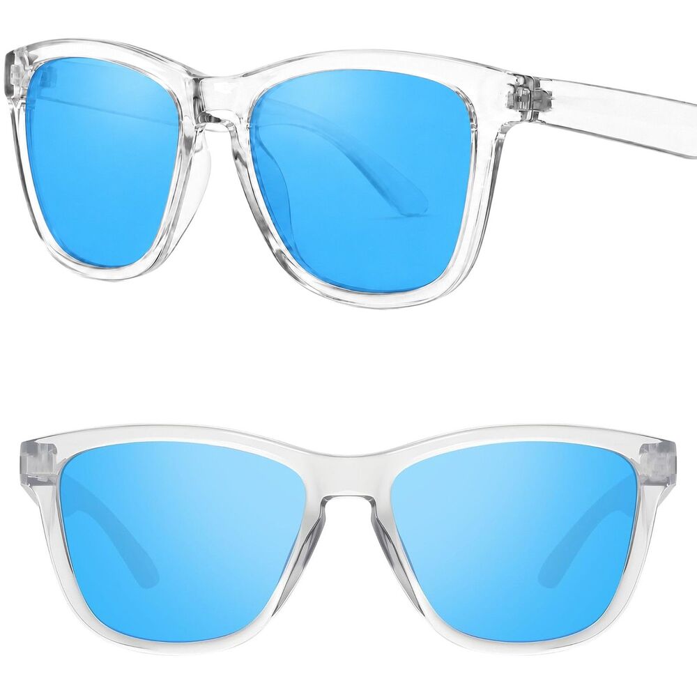 Women's Clear Blue Polarized Oversized Square Classic Retro Fashion Sunglasses